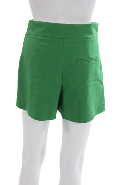 Zara Women Chino Shorts Green Zip Closure Size XS