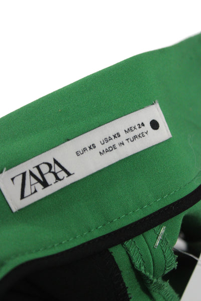 Zara Women Chino Shorts Green Zip Closure Size XS