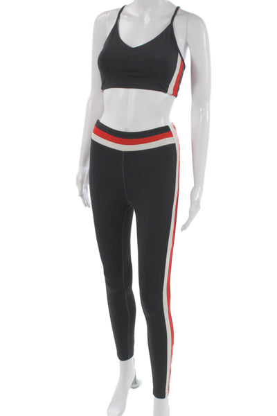 Splits59 Women Black Supplex Colorblock V-Neck Sleeveless Pants Set Size XS