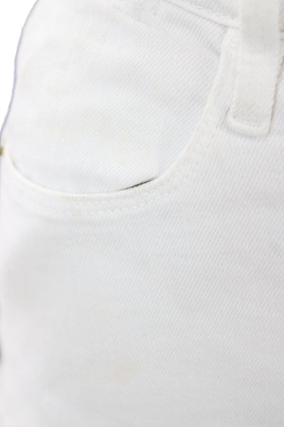 Frame Denim Women Mini Skirt White Button Floral Short Size 24