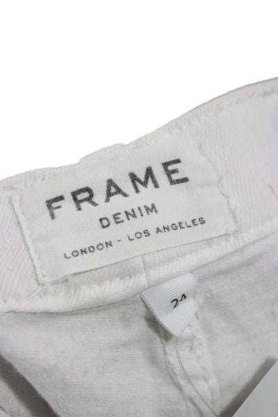 Frame Denim Women Mini Skirt White Button Floral Short Size 24