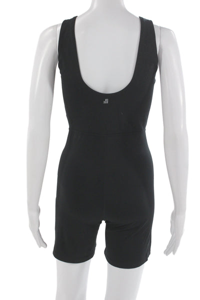 We Wore What Womens Romper Black V Neck Sleeveless Nylon Athleisure Size M