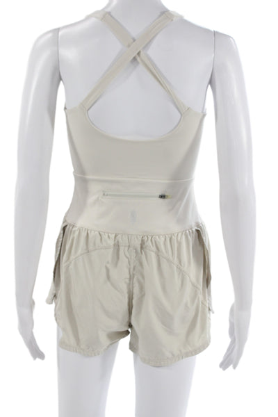 FP Movement Women Beige Halter Sleeveless Playsuit Polyamide Pullover Size XS