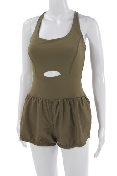FP Movement Womens Halter Sleeveless Green Romper Pullover Polyamide Size XS