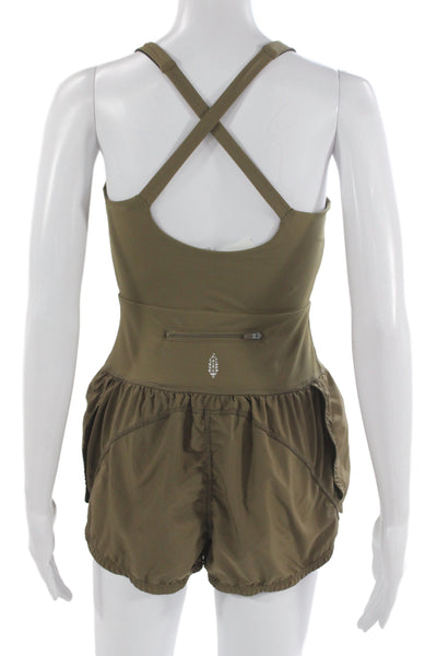 FP Movement Womens Halter Sleeveless Green Romper Pullover Polyamide Size XS