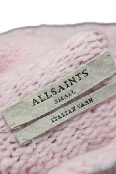 Allsaints Women Pink Cowl Neck Pullover Sweater Acrylic Long Sleeve Size S