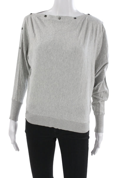 Allsaints Women Gray Cotton Boat Neck Long Sleeve Pullover Sweater Size S