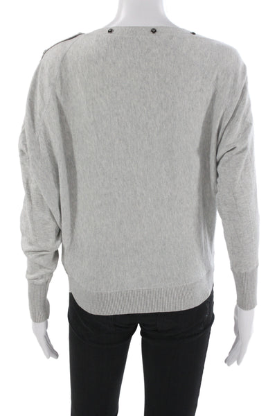 Allsaints Women Gray Cotton Boat Neck Long Sleeve Pullover Sweater Size S