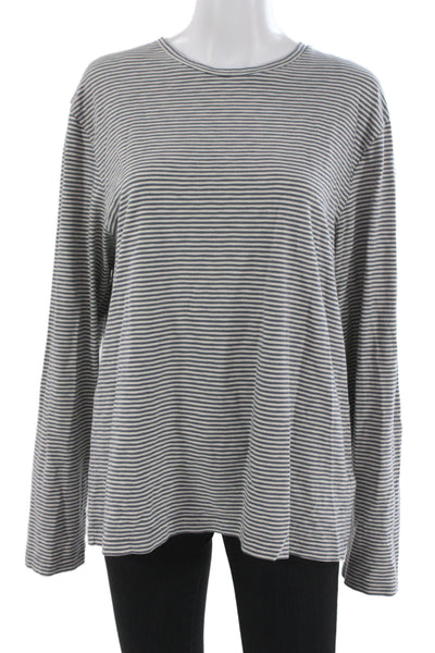 J Crew Womens Striped Cotton Crew Neck Long Sleeve T-Shirt Size L