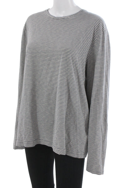 J Crew Womens Striped Cotton Crew Neck Long Sleeve T-Shirt Size L