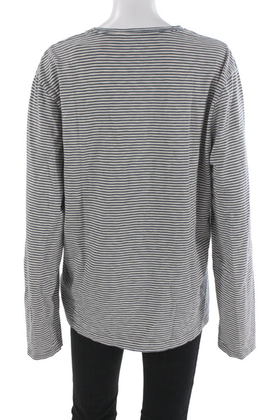J Crew Womens Striped Cotton Crew Neck Long Sleeve T-Shirt Size L