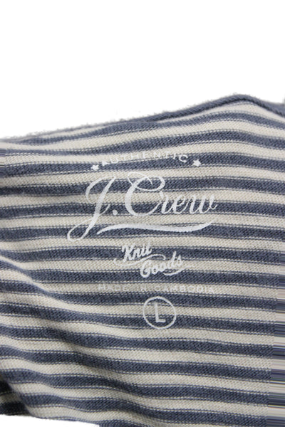 J Crew Womens Striped Cotton Crew Neck Long Sleeve T-Shirt Size L