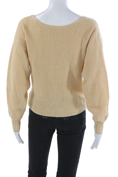 L Agence Women Wrap V Neck Long Sleeve Beige Sweater Size XS Tall