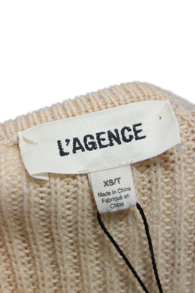 L Agence Women Wrap V Neck Long Sleeve Beige Sweater Size XS Tall
