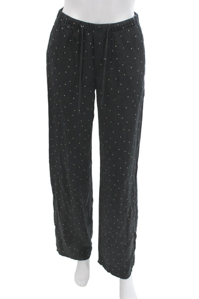 Vince Women Dress Pants Black Silk Polka Dot Drawstring Size XS