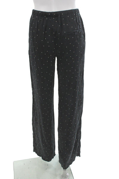 Vince Women Dress Pants Black Silk Polka Dot Drawstring Size XS