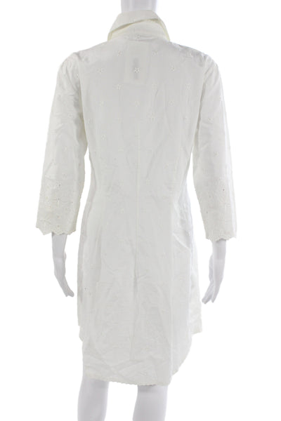 Paul Smith Womens Shirt Dress White Cotton 3/4 Sleeve Floral Size S