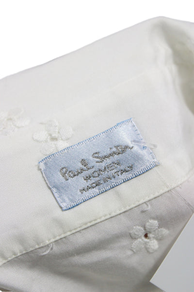 Paul Smith Womens Shirt Dress White Cotton 3/4 Sleeve Floral Size S