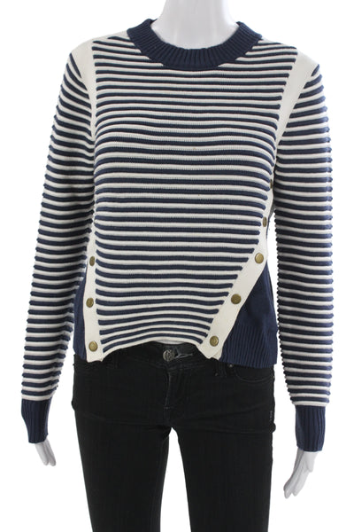 Veronica Beard Womens Blue Striped Pullover Sweater Crewneck Size S