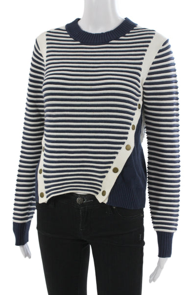Veronica Beard Womens Blue Striped Pullover Sweater Crewneck Size S