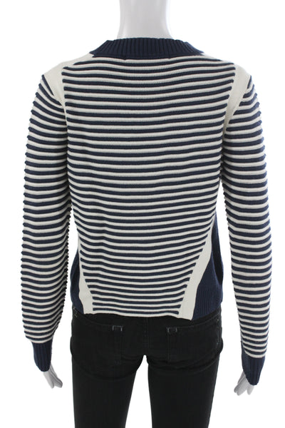 Veronica Beard Womens Blue Striped Pullover Sweater Crewneck Size S