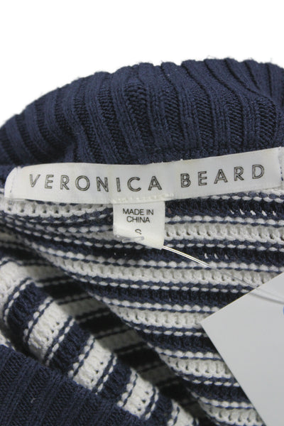 Veronica Beard Womens Blue Striped Pullover Sweater Crewneck Size S