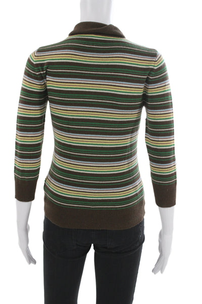 Three Dots Womens Multicolor Striped Cashmere Turtleneck Pullover Size M