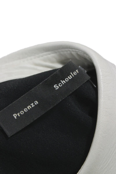 Proenza Schouler Women Black Floral Collared Button-Up Silk Long Sleeve Size 2