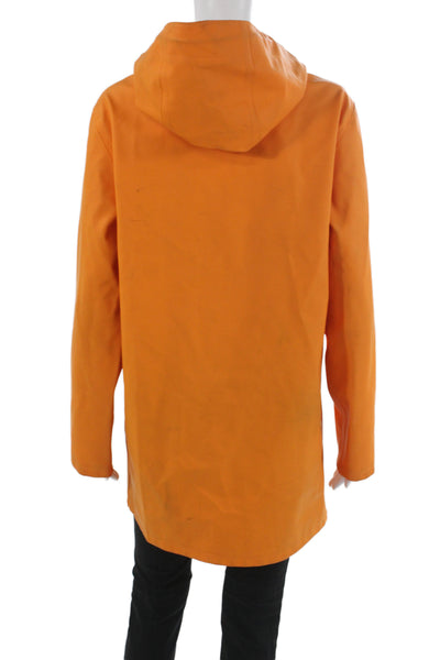 Stutterheim Unisex Rain Coat Orange Snap Polyurethane Long Sleeve Size XS