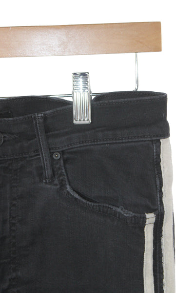 Mother Womens Cropped Black Mid Rise Cotton Blend Jeans Size 27