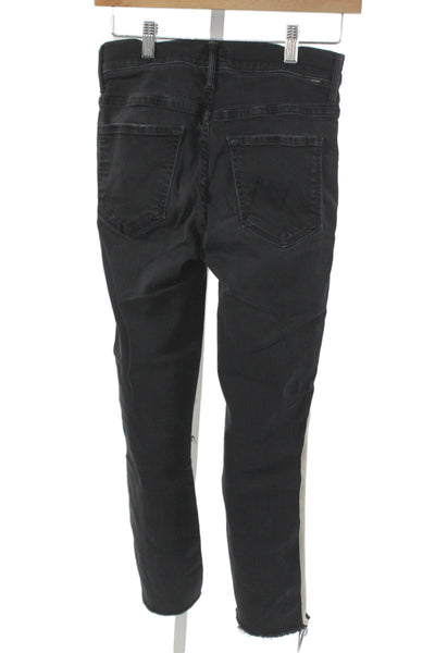 Mother Womens Cropped Black Mid Rise Cotton Blend Jeans Size 27