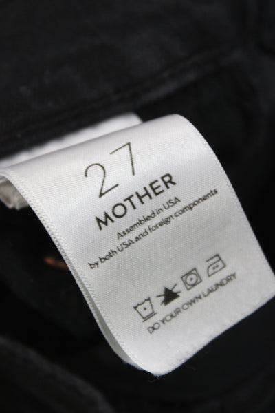 Mother Womens Cropped Black Mid Rise Cotton Blend Jeans Size 27