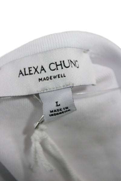 Alexa Chung for Madewell Women White Cotton T-Shirt Short Sleeve Size L