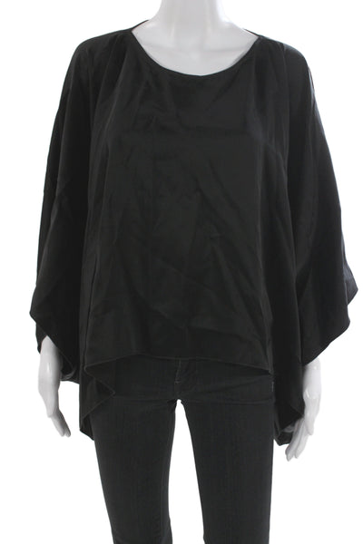 Viktoria+Woods Women Kimono Blouse Black 3/4 Sleeve Triacetate Size 1