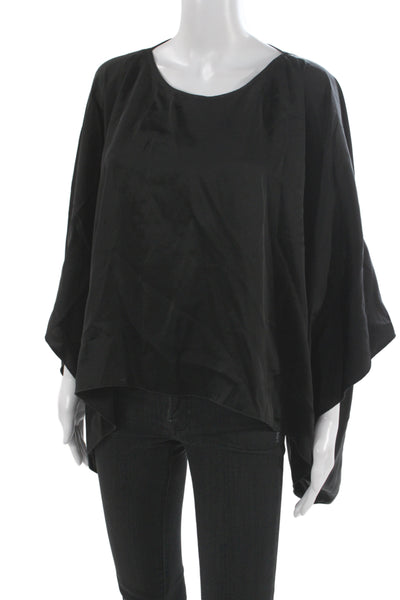 Viktoria+Woods Women Kimono Blouse Black 3/4 Sleeve Triacetate Size 1