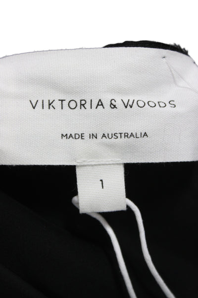 Viktoria+Woods Women Kimono Blouse Black 3/4 Sleeve Triacetate Size 1