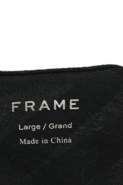 Frame Women Basic Black Cotton Long Sleeve Crew Neck T Shirt Size L