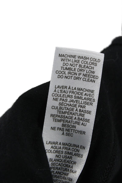 Frame Women Basic Black Cotton Long Sleeve Crew Neck T Shirt Size L