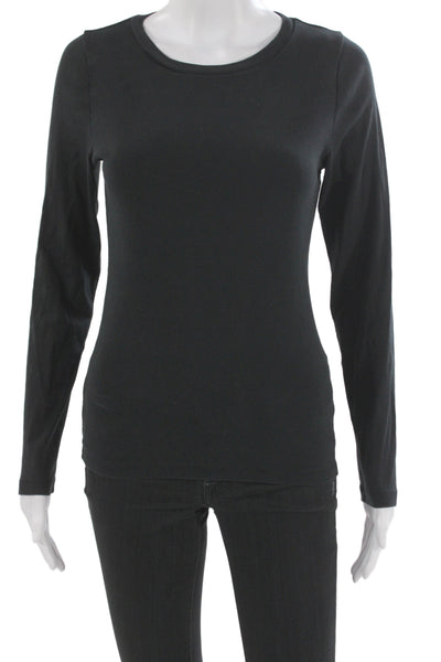 J Crew Womens Basic Black Cotton Crew Neck Long Sleeve T-Shirt Size M