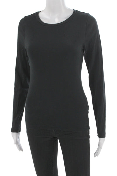 J Crew Womens Basic Black Cotton Crew Neck Long Sleeve T-Shirt Size M
