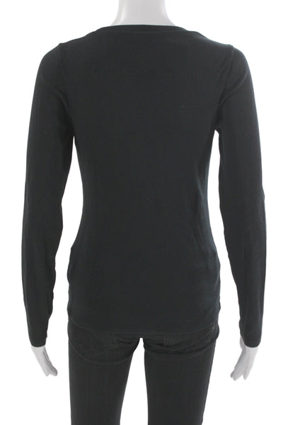 J Crew Womens Basic Black Cotton Crew Neck Long Sleeve T-Shirt Size M