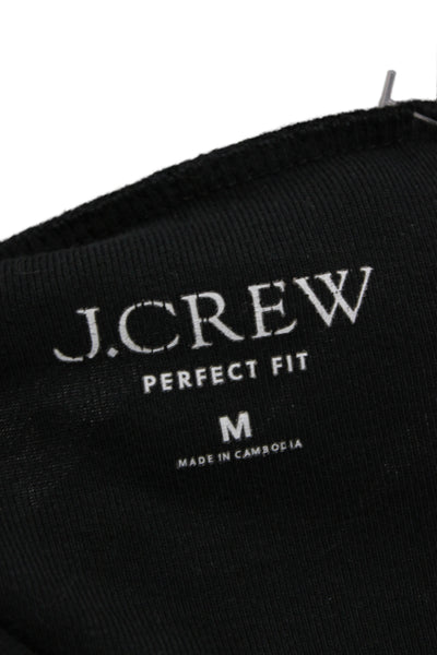 J Crew Womens Basic Black Cotton Crew Neck Long Sleeve T-Shirt Size M
