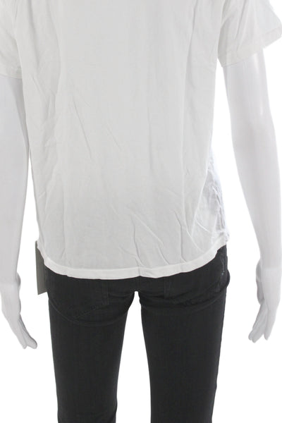 Mother Women White Supima Cotton Basic Crew Neck Short Sleeve T-Shirt Size L