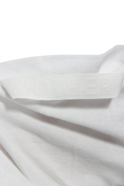 Mother Women White Supima Cotton Basic Crew Neck Short Sleeve T-Shirt Size L