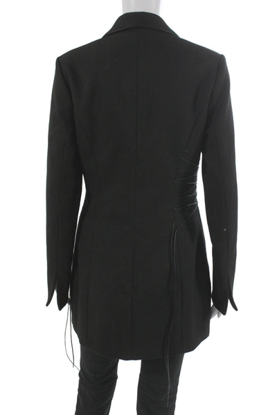 Contessa Mills Womens Gothic Black Overcoat Lace Up Recycled Blend Size M