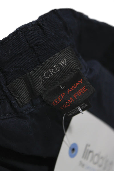 J Crew Womens Button Fly Straight Leg Pajama Pants Navy Cotton Size Large