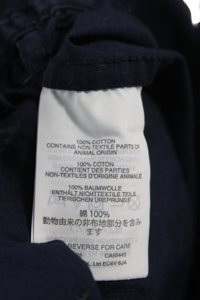 J Crew Womens Button Fly Straight Leg Pajama Pants Navy Cotton Size Large
