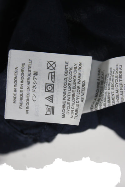 J Crew Womens Button Fly Straight Leg Pajama Pants Navy Cotton Size Large