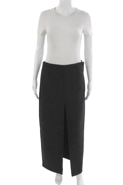 AGIT Womens Black Wool Blend Straight Pencil Midi Skirt Zip Size M