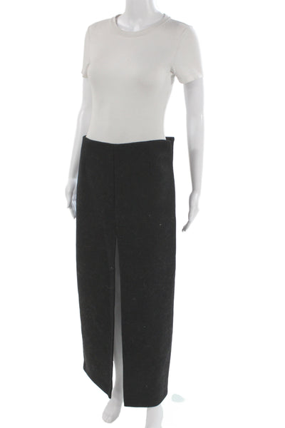 AGIT Womens Black Wool Blend Straight Pencil Midi Skirt Zip Size M